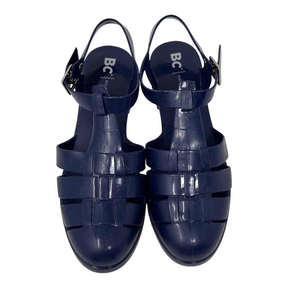 Born in California Wild Child Womens Navy Jelly Fisherman Sandal Size 8 Y2K Pool
